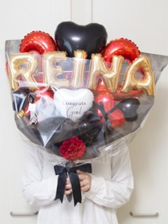 【バルーンバンチ】レターバルーンハートバンチ レッド＆ブラックの画像