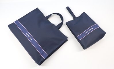 【ネット限定】 紺 マチ付き レッスンバッグ&シューズバッグ ２点セット  小学校受験　の画像