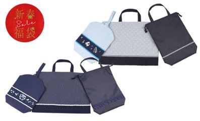 【福袋】布製レッスンバッグ・手刺繍入りシューズバッグ・巾着袋 3点セット　の画像