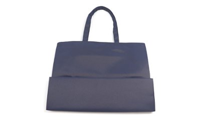 【お受験バッグ】 横型トートバッグ(リボンブローチ付き)｜紺無地｜自立型｜B4サイズ｜画像