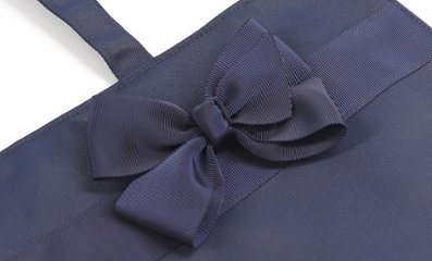 【お受験バッグ】 横型トートバッグ(リボンブローチ付き)｜紺無地｜自立型｜B4サイズ｜画像