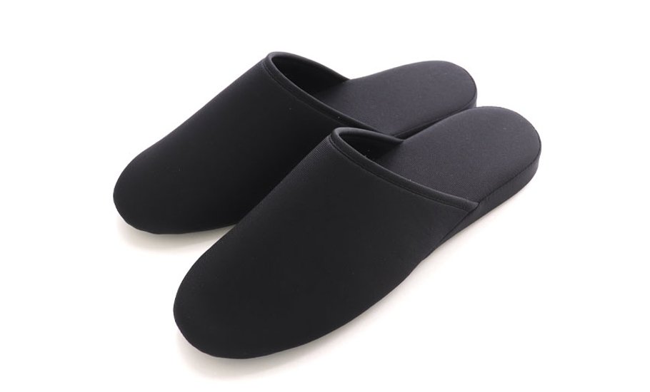 【ワケあり品】お父さまスリッパ(巾着袋付き)｜ グログラン黒 ｜日本製画像