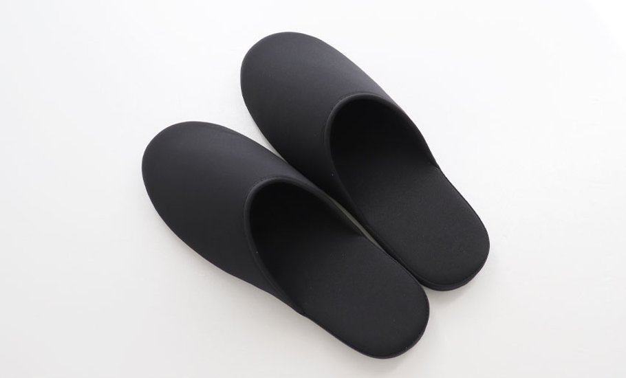 【ワケあり品】お父さまスリッパ(巾着袋付き)｜ グログラン黒 ｜日本製画像