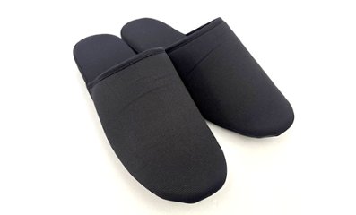 【ワケあり品】お父さまスリッパ(巾着袋付き)｜ グログラン黒 ｜日本製の画像