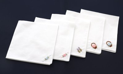 【手刺繍】綿ハンカチ｜ワンポイント刺繍｜ネット限定 の画像
