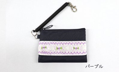 【ネット限定】スモッキング刺繍入り ナイロン製パスケース ｜小銭入れ付き画像