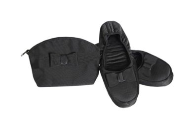 【訳あり品20％OFF】日本製 リボン携帯スリッパ(巾着・ポーチ付き)LLサイズ｜24.5～25.5cmの画像