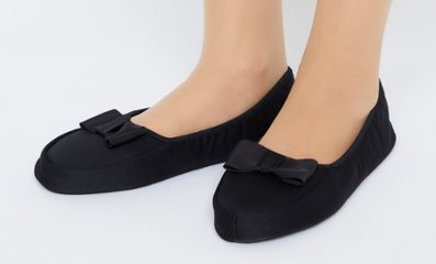 【訳あり品20％OFF】日本製 リボン携帯スリッパ(巾着・ポーチ付き)LLサイズ｜24.5～25.5cm画像