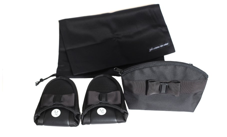 【訳あり品20％OFF】日本製 リボン携帯スリッパ(巾着・ポーチ付き)LLサイズ｜24.5～25.5cm画像
