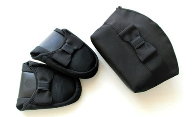 【訳あり品20％OFF】日本製 リボン携帯スリッパ(巾着・ポーチ付き)LLサイズ｜24.5～25.5cm画像