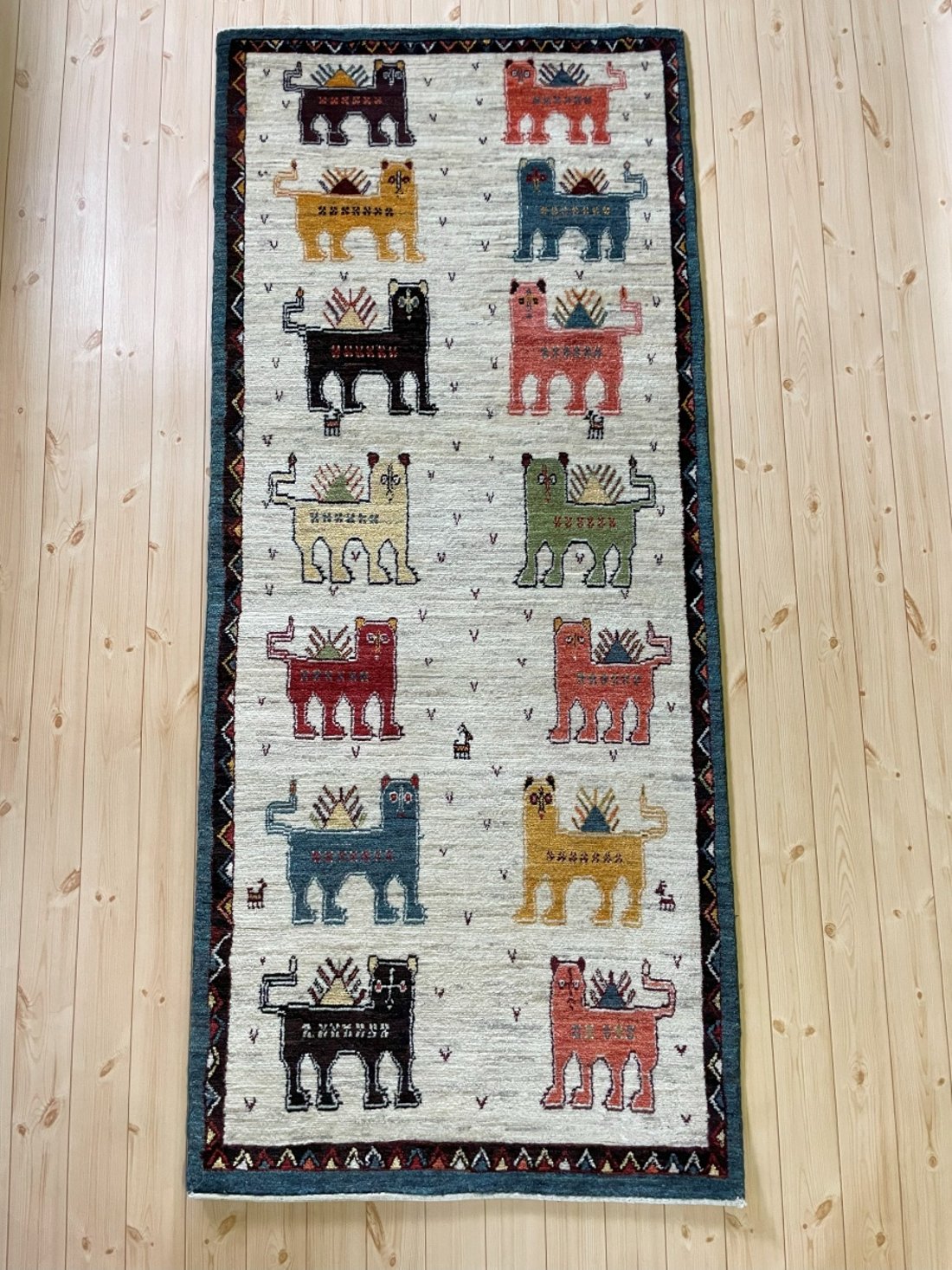 売約済】ギャッベ 「ライオン」 キッチンマット 197×84cm｜創作品 