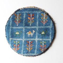 ギャッベ | 座布団サイズ(円形) 38×39cm ラクダ 生命の樹 イラン #CC-197の画像