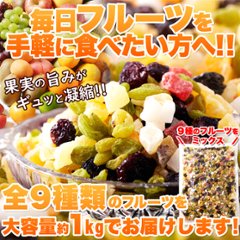 【送料無料(沖縄・離島への配送不可)】毎日フルーツを手軽に食べたい方へ!!【お徳用】ミックスフルーツ9種1kg【100ptプレゼント】の画像