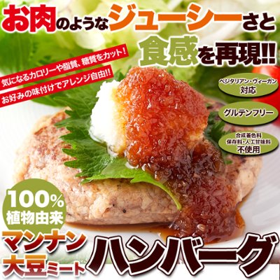 【全国送料無料】【ゆうパケット出荷】100％植物由来の新感覚ハンバーグ!!マンナン大豆ミートハンバーグ90g×3袋【10ptプレゼント】の画像