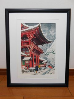 【Secondhand　Goods】浅野竹二　木版画　『上賀茂神社雪』画像