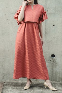 【受注商品】 オープンサイドフリルトップ＋ショルダータイタックワンピースの画像