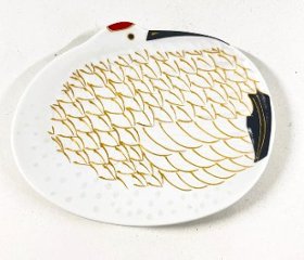 錦雪衣金羽根鶴形小皿　9㎝の画像