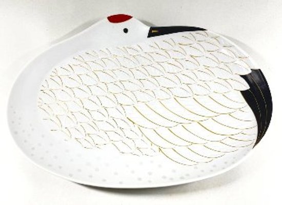 錦雪衣金羽根鶴大盛皿　24㎝の画像