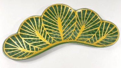 錦茶緑金松葉形前菜皿　25㎝の画像