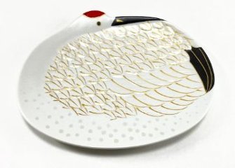 錦雪衣金羽根鶴形銘々皿　12㎝の画像