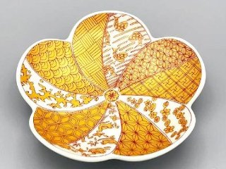 錦金彩祥瑞捻梅形小銘々皿の画像