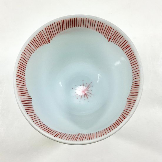 錦小花赤糸十草湯呑 　180cc画像