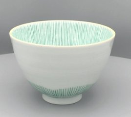 錦小花緑糸十草高茶碗　11㎝の画像
