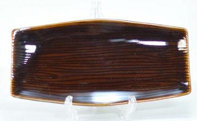 べっこう釉木目彫銘々皿　20㎝の画像