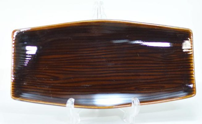 べっこう釉木目彫銘々皿　20㎝の画像