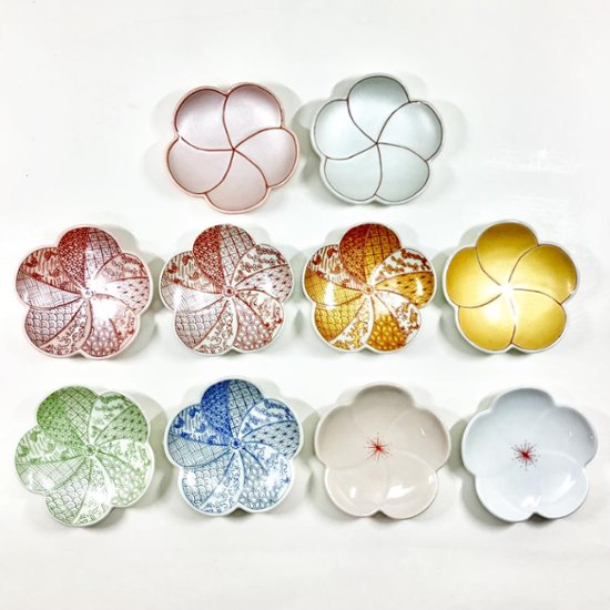 錦銀彩祥瑞捻梅形小皿　9㎝画像
