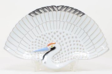 錦白釉扇鶴形向付の画像