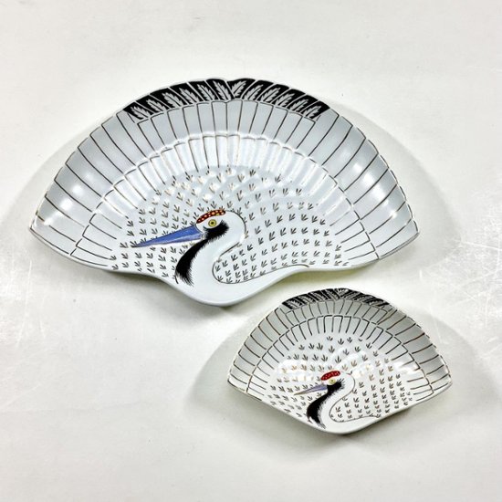 錦白マット扇鶴形向付　20㎝画像