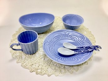 陶器市企画　【アウトレット】有田焼　淡ルリ釉6点セット　の画像