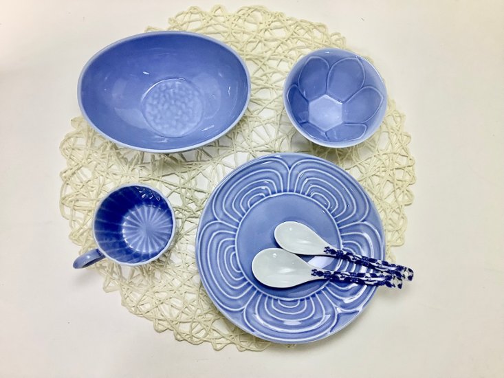 陶器市企画　【アウトレット】有田焼　淡ルリ釉6点セット　画像