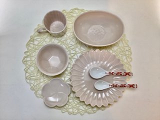 陶器市企画　【アウトレット】有田焼　薄桜釉7点セット画像