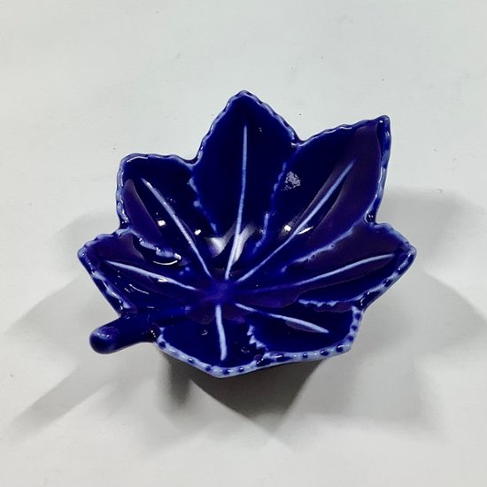 瑠璃釉紅葉形小付画像