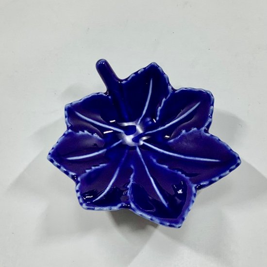 瑠璃釉紅葉形小付画像