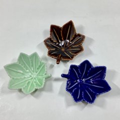 瑠璃釉紅葉形小付画像