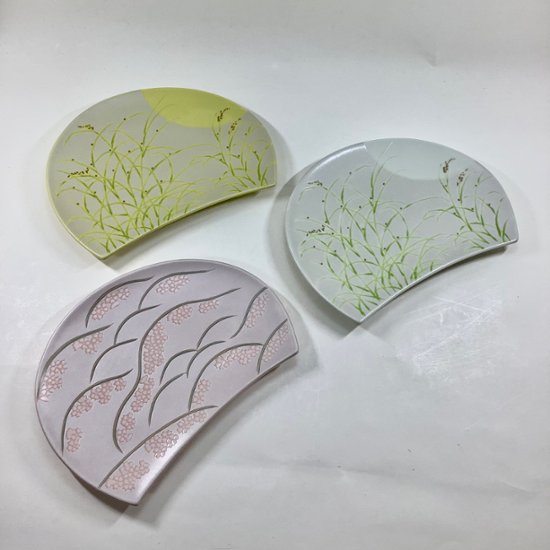 錦黄釉月明半月焼皿（黄）21㎝画像