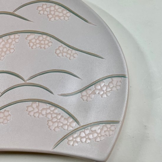 錦吉野山半月焼皿（桜）21㎝画像