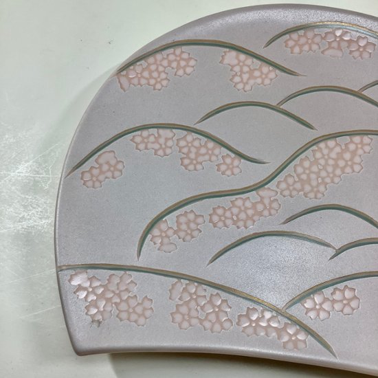錦吉野山半月焼皿（桜）21㎝画像