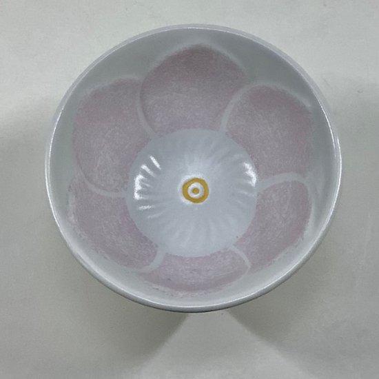 錦薄紅花彫高台小付　8㎝画像