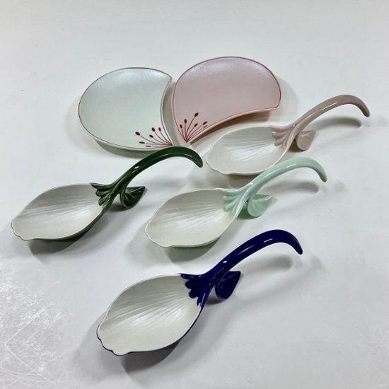 錦淡緑釉 銀花びらプレートスプーン　14.5cm画像