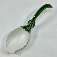錦茶緑釉 銀花びらプレートスプーン　14.5㎝画像