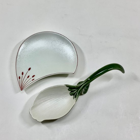 錦茶緑釉 銀花びらプレートスプーン　14.5㎝画像