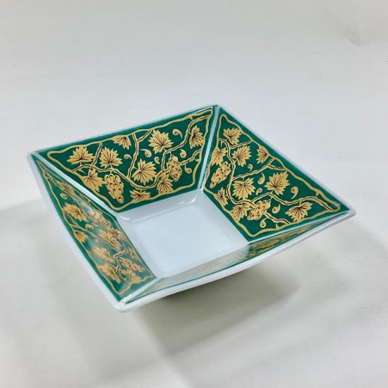 錦緑濃葡萄唐草 なぶり正角小鉢　12㎝画像