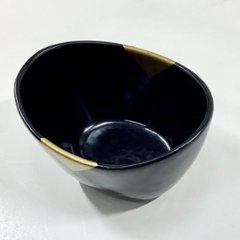 錦黒マット金短冊 まゆ形小付　9㎝の画像