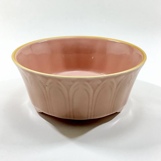 錦曙釉渕金 剣先彫り袋足向付　14㎝画像