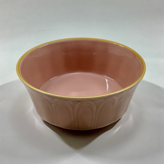 錦曙釉渕金 剣先彫り袋足向付　14㎝画像