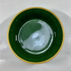 錦茶緑釉渕金 剣先彫り袋足向付　14㎝画像